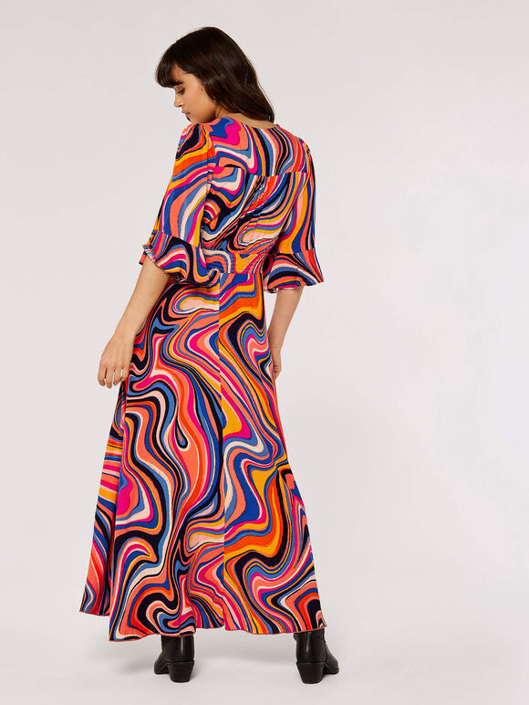 Retro Swirl Maxi Dress, Orange, large