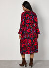 Curve Floral Wrap Midaxi Dress, Red, large