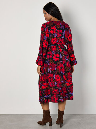 Curve Floral Wrap Midaxi Dress