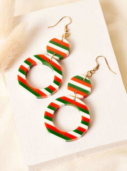 Candy Stripe Circle Earrings