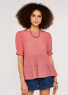 Ruffle Sleeve Shimmer Top, Pink, large