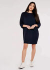Ribbed Cocoon Mini Dress, Navy, large