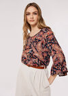 Painterly Paisley Top, Navy, large