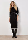 Tipped Knitted Jumper Midi Dress, Black, large