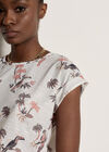 Parrot And Palm Print Slub T-Shirt, Coral, large