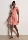 Linen Blend Shirt Mini Dress, Coral, large