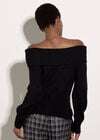 Ribbed Bardot Jumper, Black, large