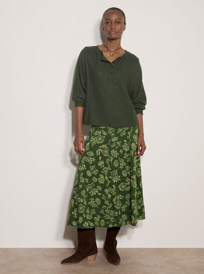 Waffle Knit Button Neck Top