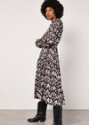 Ikat Tiered Shirt Midi Dress, Dark Grey - Charcoal, large