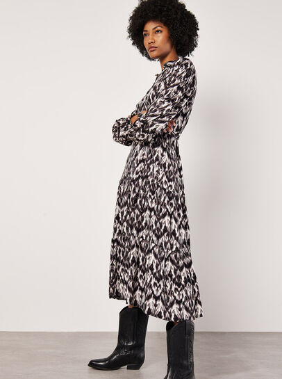Ikat Tiered Shirt Midi Dress