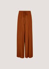 Linen Blend Wrap Wide-Leg Trousers, Rust, large