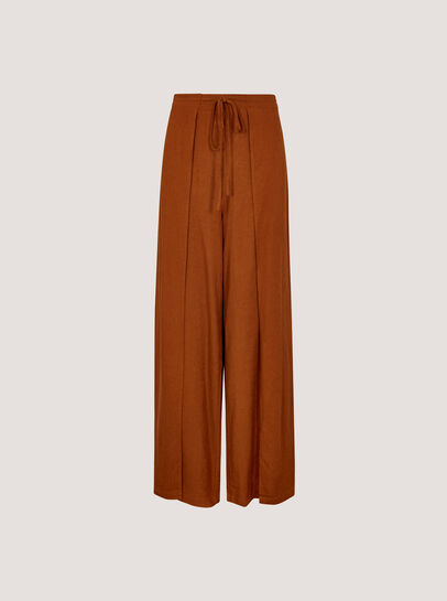 Linen Blend Wrap Wide-Leg Trousers