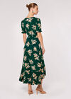 Floral Wrap Midi Dress, Green, large
