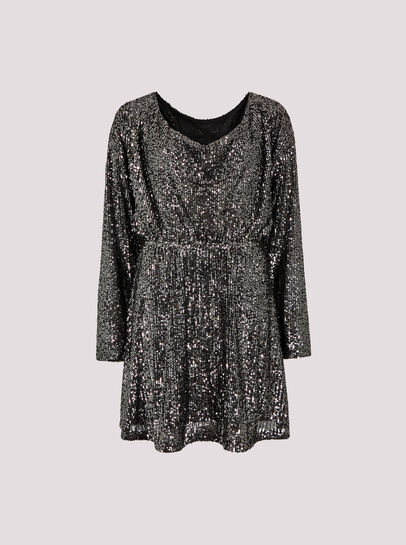 Cowl Back Sequin Mini Dress