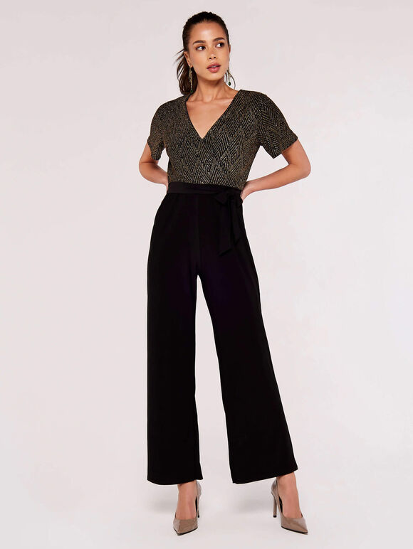 Chevron Angel Sleeve Jumpsuit, Yellow, large