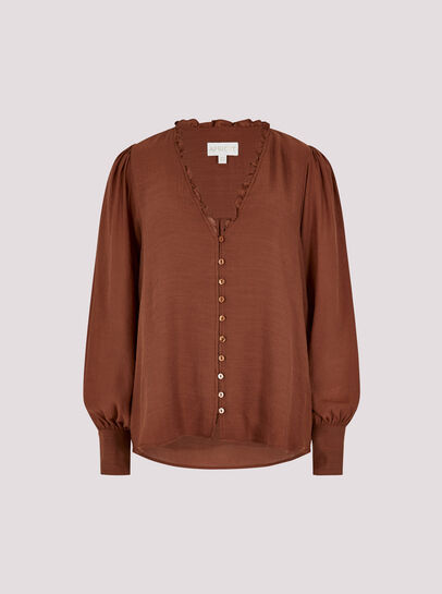Ruffle Neck Textured Blouse