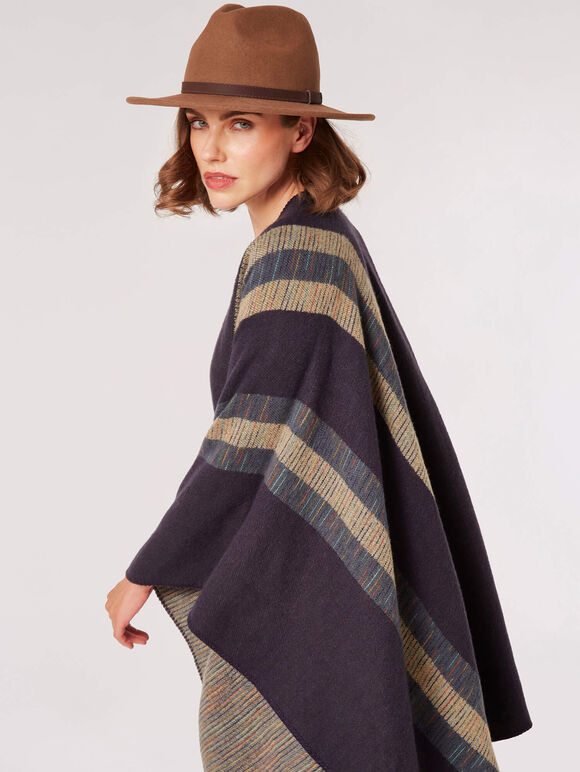 Bold Stripe Blanket Cape, Blue, large