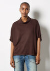 Roll Neck Ribbed Cape, Brown, large