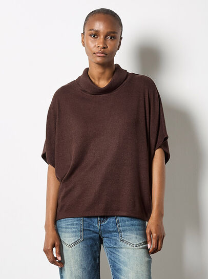 Roll Neck Ribbed Cape
