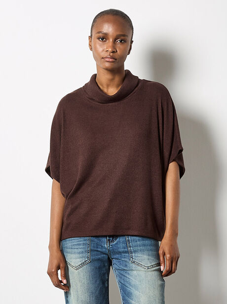 Roll Neck Ribbed Cape