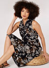 Palm Scene Midi Dress, Black, large