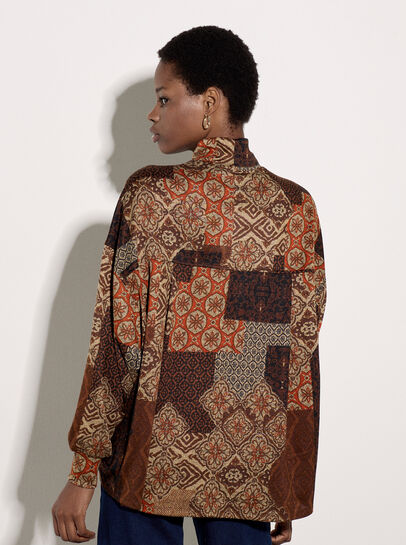 Patchwork Tapestry Roll Neck Top