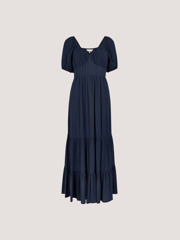 Crinkle Tiered Maxi Dress, Navy, large