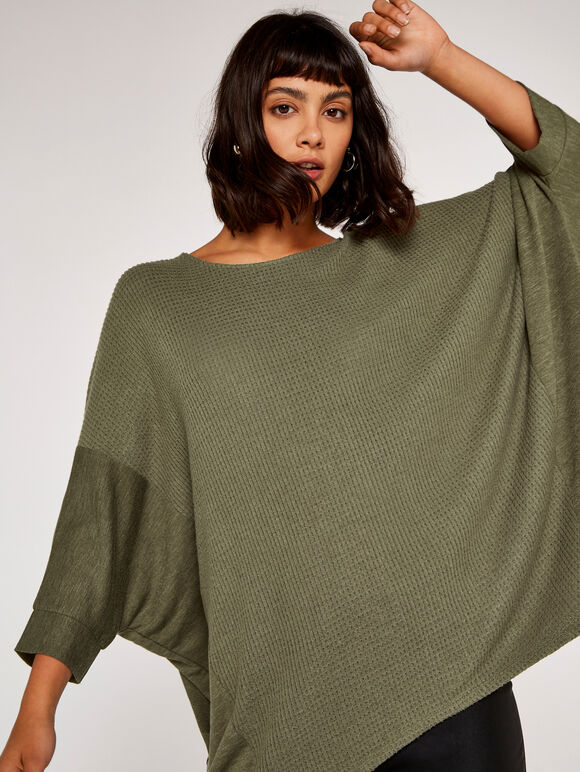 Waffle Slub Top, Khaki, large