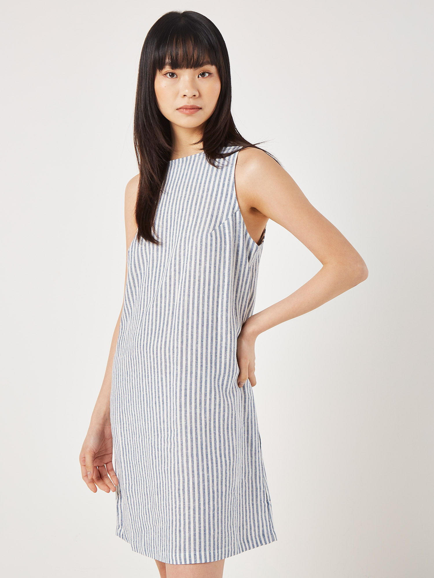 Oxford Stripe Shift Mini Dress | Apricot Clothing