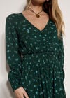 Vintage Floral Crepe Mini Dress, Green, large