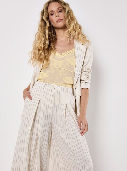 Pinstripe Pleat Palazzo Trousers