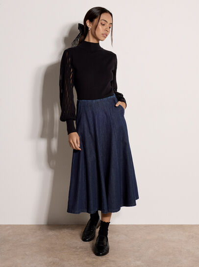 Plait Mesh Sleeve Jumper