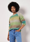 Boucle Knit Multicolour Jumper, Green, large