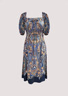 Diamond Paisley Midi Dress, Blue, large