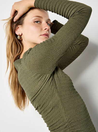 Side Ruched Textured Jersey Top