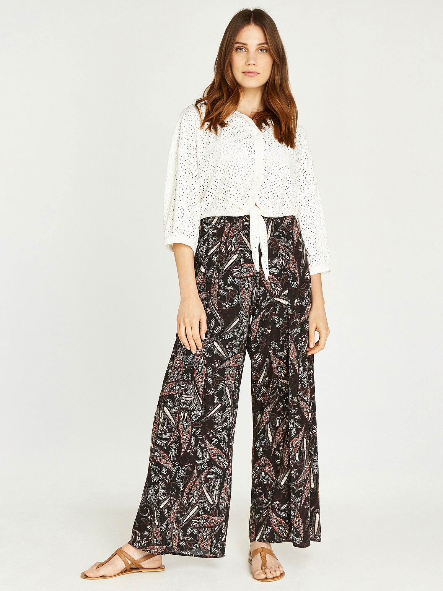 Paisley Wrap Split Leg Trousers 