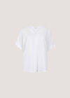Pleated V-Neck Blouse, White, large