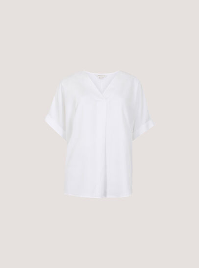 Pleated V-Neck Blouse