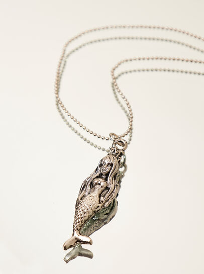 Silver Tone Mermaid Pendant Necklace