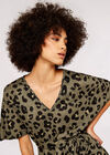Animal Print Mini Dress, Khaki, large