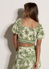 Palm Print Crop Top, Cream, large