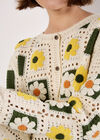 Patchwork Daisy Crochet Cardigan, Yellow, large