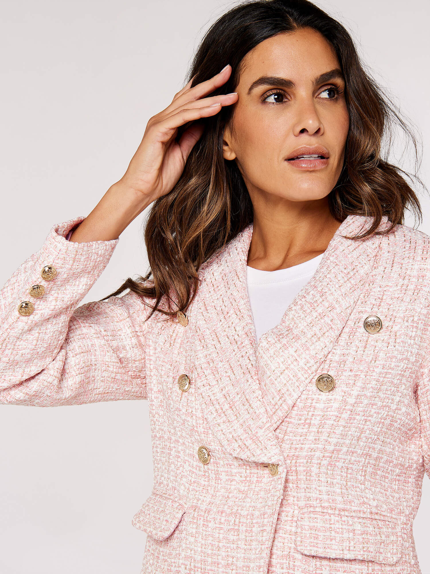 Tweed pink shop blazer