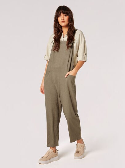 Linen Blend Relaxed Fit Dungarees