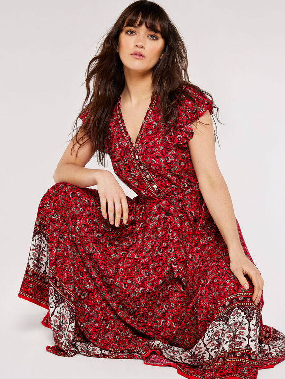 Sarasa Midaxi Dress, Red, large