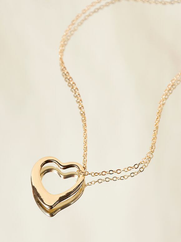 Goldfarbene Herz-Halskette, sortiert, groß