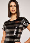 Sequin Stripe Mini Dress, Light Grey / Silver, large