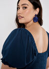 Tie Detail Milkmaid Midaxi Dress, Navy, large