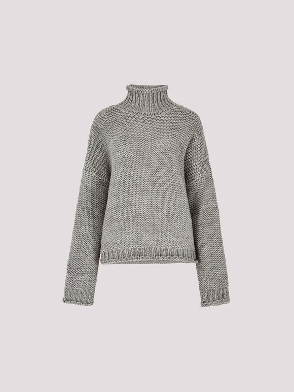 Oversized Chunky Knit Jumper, Grey, large