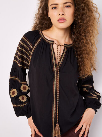 Aztec Embroidered Blouse